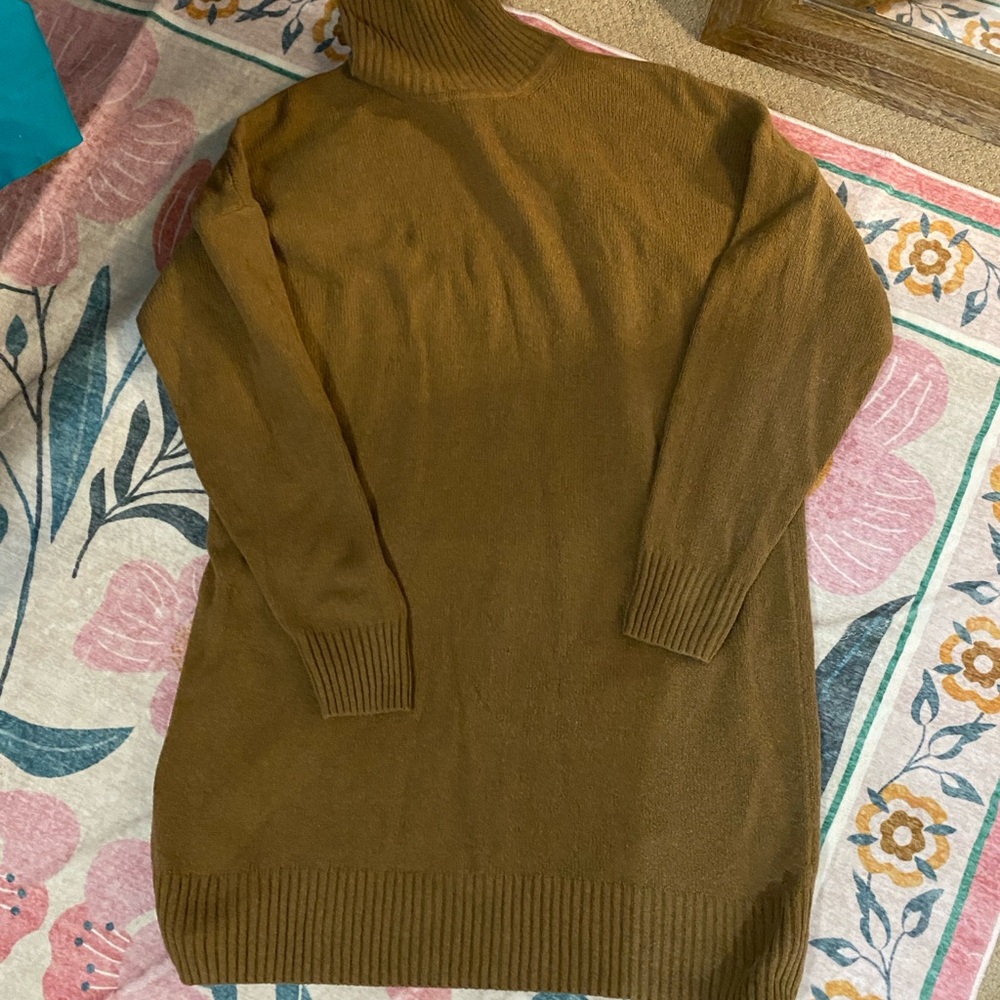 Women's Brown Turtleneck Sweater dress Tall